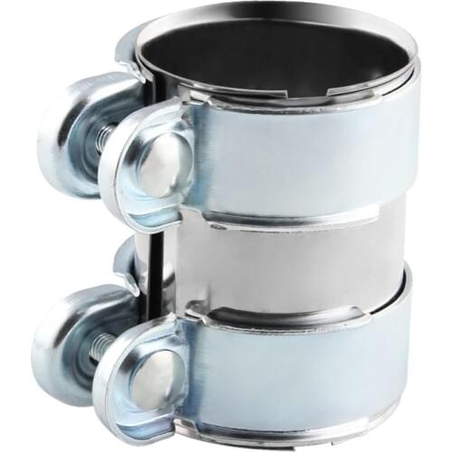 Silver 2'' Turbo Exhaust Downpipe Stainless Steel Muffler Pipe Band Flanges Clamp+Bolts