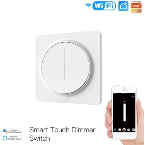 Tuya WiFi Smart Dimmer Switch Touch/Rotary Light Panel Wall Switch Support Smart Life Works With Alexa Google Voice Assistants