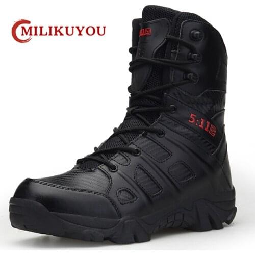 2021 High Top Men Shoes Black Men Boots Windproof Sand Desert Tactical Military Boots Man Winter Force Army Ankle Boots Men 2021