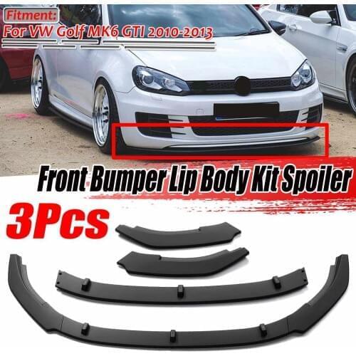 High Quality 3 Piece Car Front Bumper Splitter Lip Diffuser Chin Body Kit Spoiler Guard For VW For Golf MK6 GTI 2010 2012 2013
