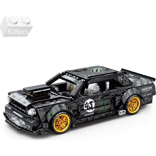 High-tech Sport Car Mustanged Pull Back Function Building Blocks Kit Bricks Racing Car Classic Model Kids Toys For Children Gift