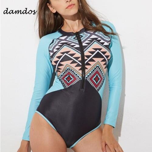 Bikini 2019 Swimwear Women One Piece Swimsuit Print Flower Long Sleeve Girls Push Up Bathing Suit Beach Dress Biquini Girl Dress