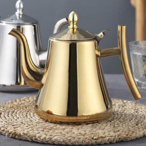 Fashion Gold and Silver Color Tea Pot With Filter Type Hotel Tea Kettle 304 Stainless Steel Water Kettle Water Pot 1L/1.5L/2L