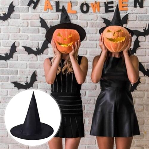 10pcs Halloween Black Witch Hat Hanging Fancy Dress Party Costume Fesitival Props Supplies Halloween Supplies Cosplay Apparel