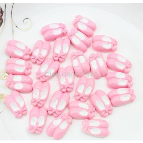 150pcs Cute Pink Ballerina Ballet Shoes 24mm resin Cabochon flat back for Kawaii DIY Projects -SZ0735