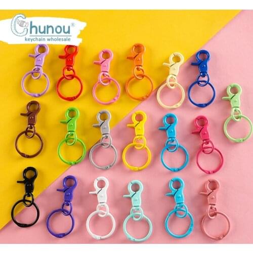 18 Candy Colors Spray Paint Metal Lobster Clasps Colorful Key Rings Connectors For Cute Keychain Jewelry Making DIY Key Chain