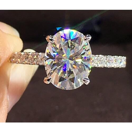 18K Au750 White Gold Women Ring Moissanite Diamonds 1 2 3 4 5 Carat Oval Wedding Party Engagement Anniversary Ring Trendy