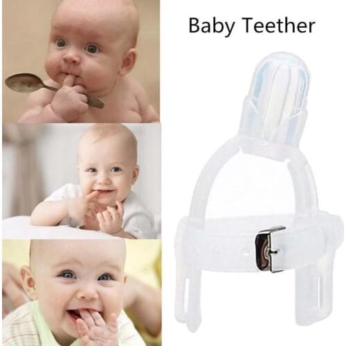 2 Colors Nontoxic Silicone Baby Finger Guard Stop Thumb Sucking Wrist Band Sucking Appliance Baby Tools