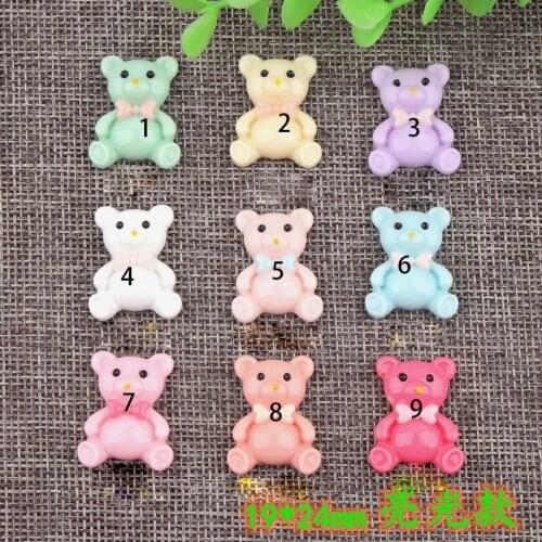 30Pcs/lot 1.9*2.4cm shiny bear Resin Kids Hair Jewelry DIY Decorative Accessories Resin Fill Crafts Material Applique
