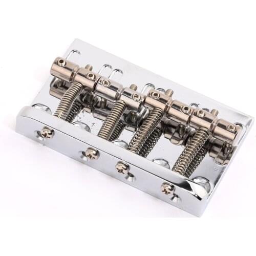 Musiclily 4 String Hardtail Bass Bridge for Precision Jazz Bass, Chrome