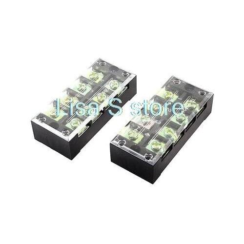 600V 45A 4P Screw Connector Electric Barrier Terminal Strip 2 Pcs