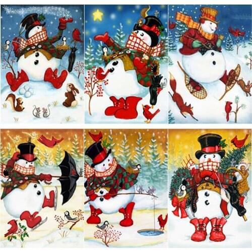 5D DIY Diamond Painting Full Square Round Drill Snowman Diamond Embroidery Animal Cross Stitch Home Decor Manual Christmas Gift