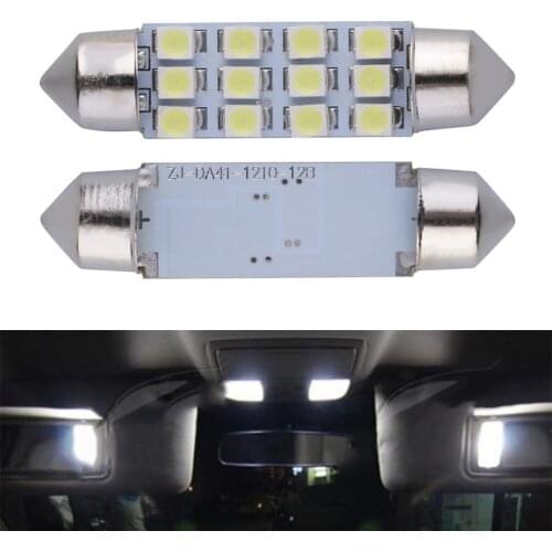 White Dome Map Lamp 42MM 12SMD 3528 Festoon LED Bulbs Car Interior light Car Auto LED License Plate Dome Lights