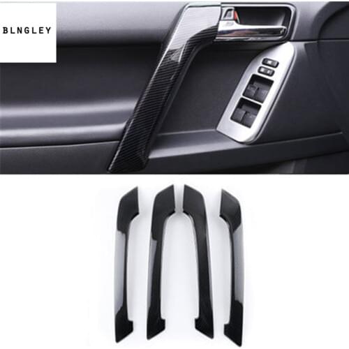 Free shipping 4pcs/lot ABS carbon fiber grain Interior door armrest decoration cover for 2010-2018 Toyota prado 2700