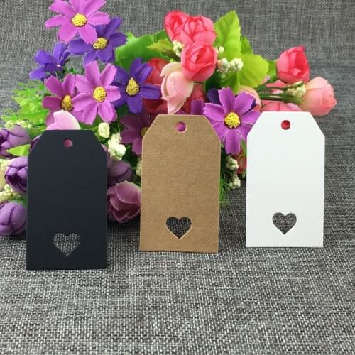 Free shipping 7x4 cm Cardboard Blank price Hang tag white/black/brown heart Gift Hang tag 200pcs/lot