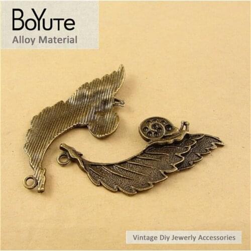 BoYuTe (40 Pieces/Lot) 50*19MM Antique Bronze Plated Zinc Alloy Snail Leaf Pendant Charms for Jewelry Making Accessories