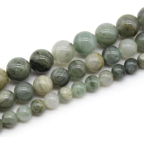 Natural Green Hair Stone Beads Round Spacer Loose Beads For Jewelry Making DIY Bracelets Charm Necklace 15"Strand 4/6/8/10/12mm