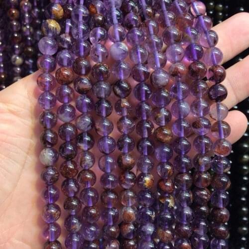 Purple Chlorite-Crystal / amethyst stone beads natural gemstone beads DIY loose beads for jewelry making strand 15" wholesale