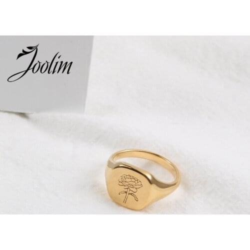 Joolim High End 18K Gold PVD Hip-hop Daisy Flower Rings for Women Stainless Steel Jewelry Wholesale