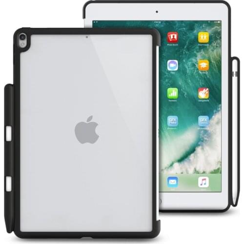 Apple Keyboard not Include, Case for New iPad 9.7 2017/2018 with Pencil Holder Shockproof TPU Silicon Transparent Silm Cover