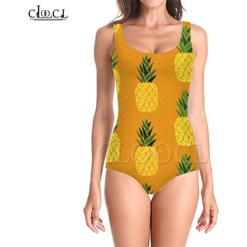 CLOOCL Newest Fashion Fruit Pineapple 3D Print Fashion Sleeveless Sexy One-Piece Swimwear Summer Ladies Beach Swimsuits