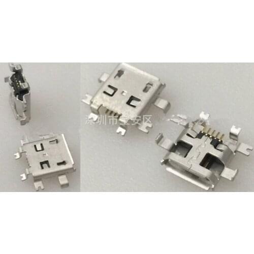 MICRO USB 5P heavy plate tail plug pin flat 6pin Fixed PCB,HTC Tail Charging socket,new and original