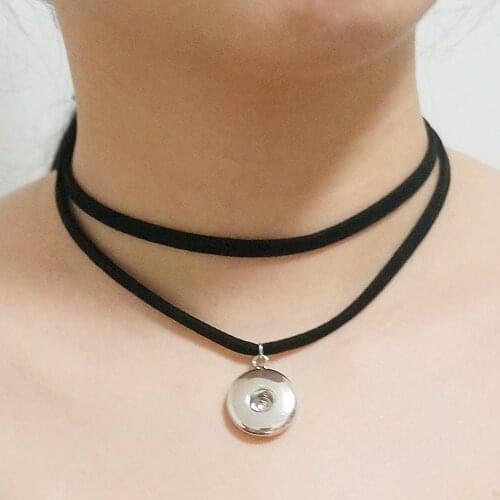 Fashion Simple black velvet snap Collar Choker Funky necklace 33cm bracelet fit 18MM snap buttons jewelry wholesale DJ0101
