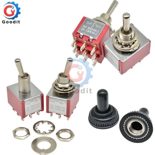 MTS-302 MTS-303 Miniature Toggle Switch Single Pole Double Throw SPDT ON-OFF-ON 120V 5A Contact Mounting 9 Position MTS203 303