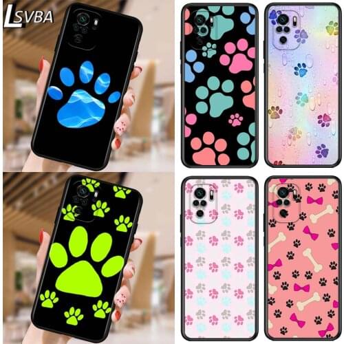 Dog foot Paw for Xiaomi Redmi Note 10 10S 9 9T 9S 9Pro Max 8T 8Pro 8 7 6 5 Pro 5A 4X 4 Soft Black Phone Case