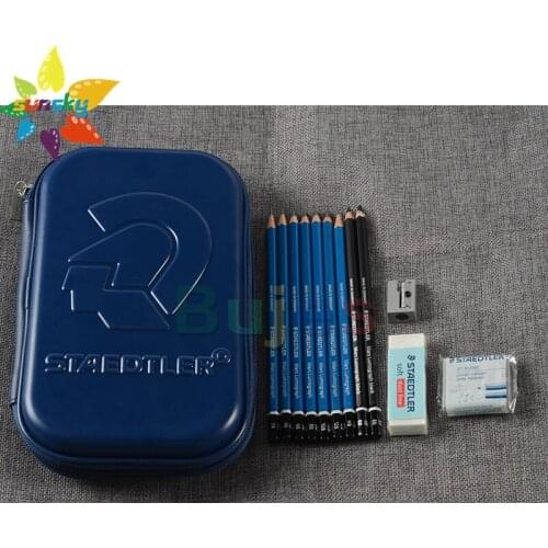 STAEDTLER 100SET3 Sketch combination Suit Blue rod black rod carbon pen soft carbon plastic rubber professional art supplies