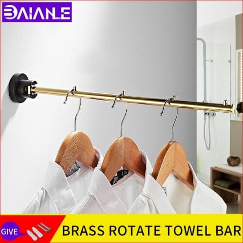 Solid Brass coat hook Wall black gold Clothes Hanger rotating towel hooks for bathrooms living room hallway hooks home decor