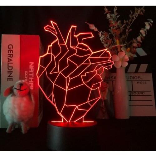 The Heart Night Running Light LED Touch Sensor Color Control 3D Neon Desk Lamp with Lava Base Acrylic Nightlight USB Powered