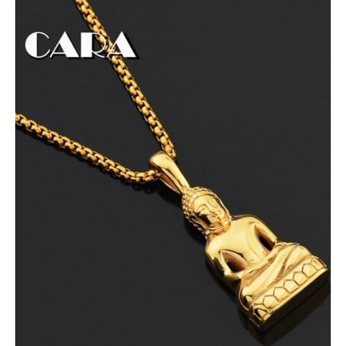 2019 new Buddha Pendant Necklace For Men/Women necklace Charms Buddhism Jewelry 316L Stainless Steel Gold Color Chain CAGF0436