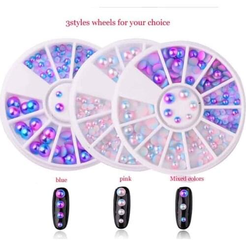 NEW Nail Art Pearl Magic Design Unicorn / mermaid Gradient Symphony Charms Beads Wheel Nail Art 3D Tips Decoration Jewelry 3-6mm