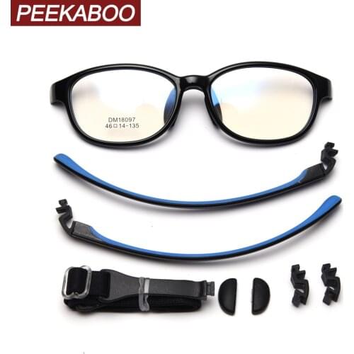 Peekaboo silicone square glasses for kids TR90 frame blue pink girl optical glasses frame for children accessories for students