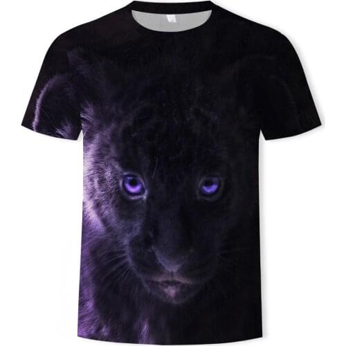 Lion tiger 3D printing casual T-shirt for men and women couples Fun Harajuku solid color 3D printing soft slim fit