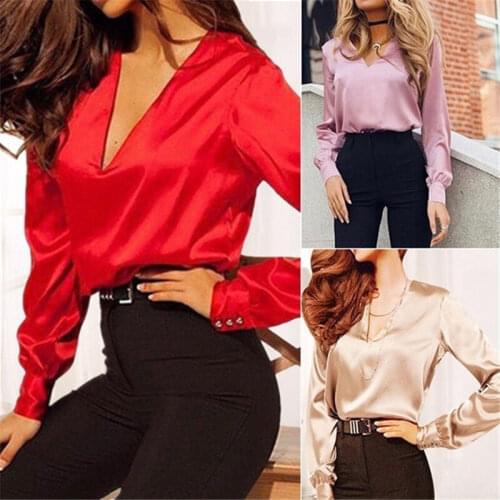 SHESALOE Satin Blouses