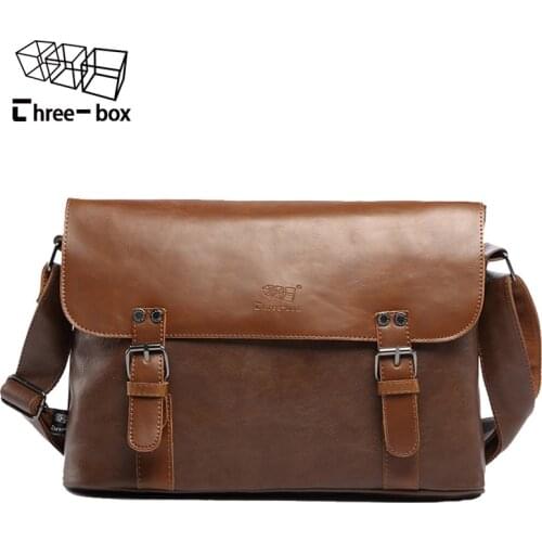 Three-box Luxury Brand Men Crossbody Bags Leather Korean style Business Shoulder Bag For Men Vintage Messenger Bag Male Bolsas