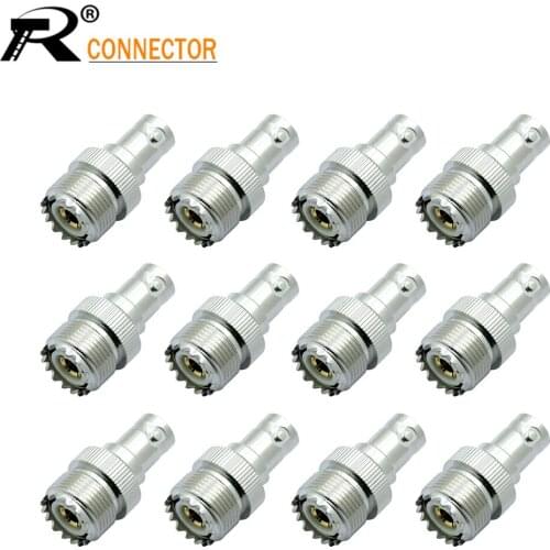 UHF Female to BNC Female Jack Adapter Pl259 12/50/100pcs F/F Straight Adapter Coax Cable SO-239 SO239 Connector