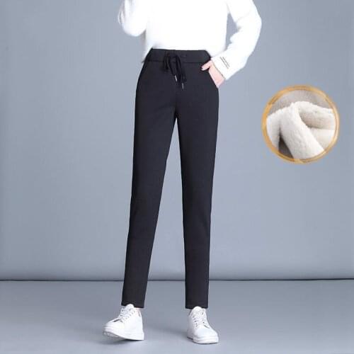 Winter Cashmere Harem Pants Womens Velvet Thick Lambskin Sweatpant Pants Women Loose Pants Trousers Warm Plus Size 4XL Y351