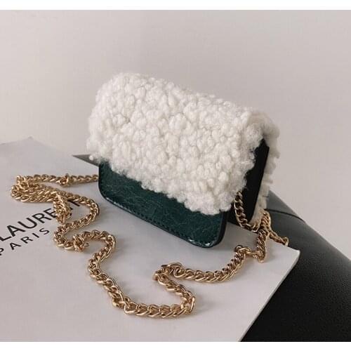 Winter New Ladies Mini Pu Shoulder Bag Felt Stitching Small Square Bag Fashion Casual Lady Chain Messenger Bag Magnetic Buckle