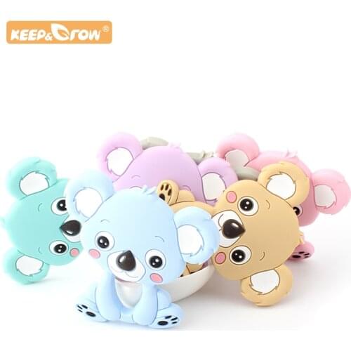 Keep&Grow 10pcs Silicone Baby Koala Teether Cartoon Teething BPA Free Newborn Pacifier Appease Chain DIY Necklace Accessories