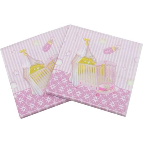 33*33cm 20pcs/lot Gender Reveal Party Servilletas Decoupage Paper Pink Cute Towels Vintage Napkins Baby Shower Home Decorations