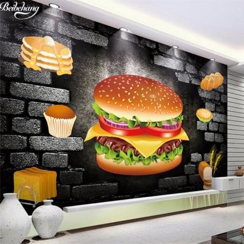 Beibehang Large custom wallpaper 3D stereoscopic nostalgic background bakery fast food shop tooling background wall
