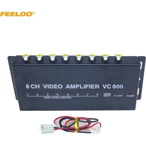 FEELDO Auto Car 1 to 8 Output Video Spliter Monitor Signal Part For DVD/LCD/TV Monitor Display 12V #HQ1322