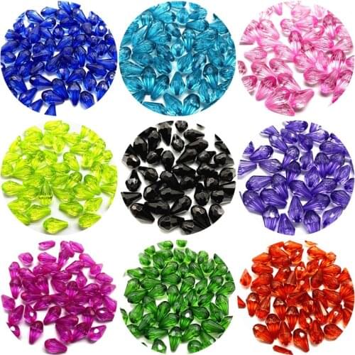 50pcs 8*12mm Water Drop Shape Faceted Acrylic Beads Loose Spacer Beads for Making DIY Necklace Bracelet Jewelry Accessories