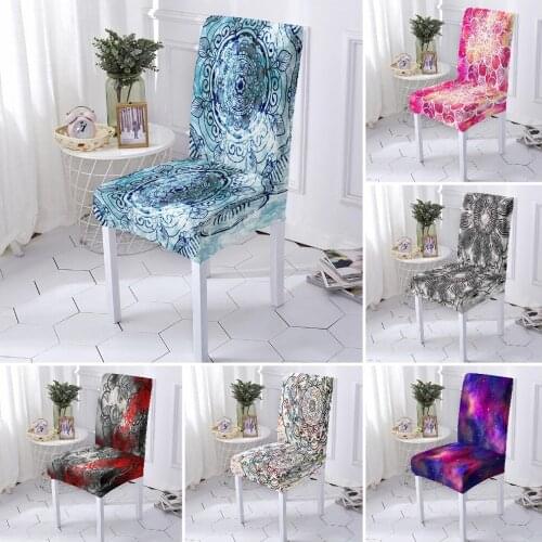 Elastic Chair Cover Stretch Mandala Chair Slipcover for Living Room Anti-dirty Housse De Chaise Dining Room Banquet 1/2/4/6 pcs
