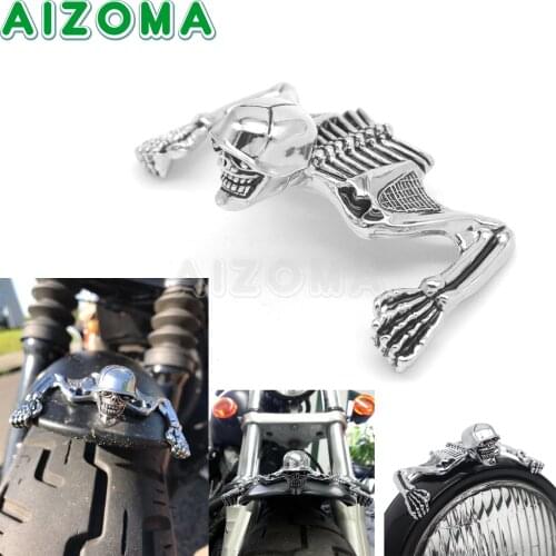 Small Motorcycle 4.5‘’ 5.75‘’ 7‘’ Passing Headlight / Fender Skull Skeleton Decorative Figure Stickers For Harley Sportster Dyna