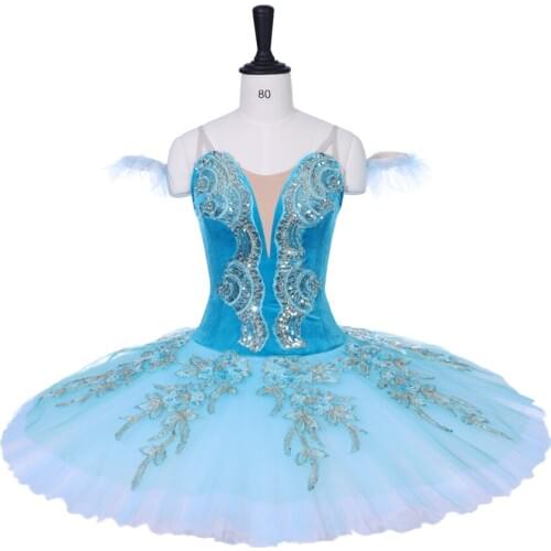 FLTOTURE Girls Blue Color Tutus Ballet Pancake Skirts CT9153B 10 Layers Tulles Size Adjustbale Sleeping Beauty Costumes Tutu