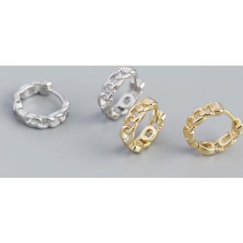 KAMIRA 925 Sterling Silver Fashion Rock Hollow Twisted Ear Buckle Link Chain Circle Hoop Earrings for Women Party Huggie Jewelry